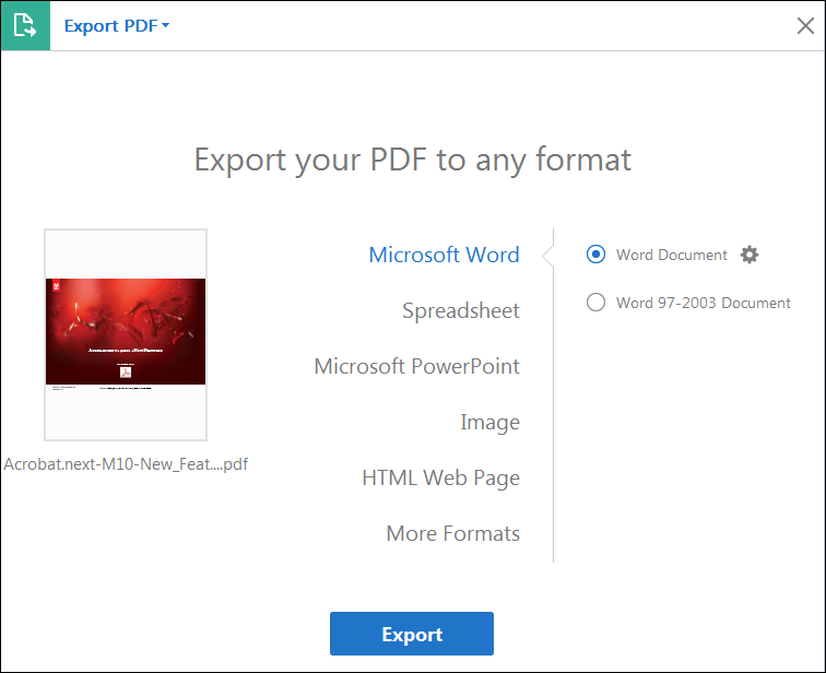 export excel file to pdf